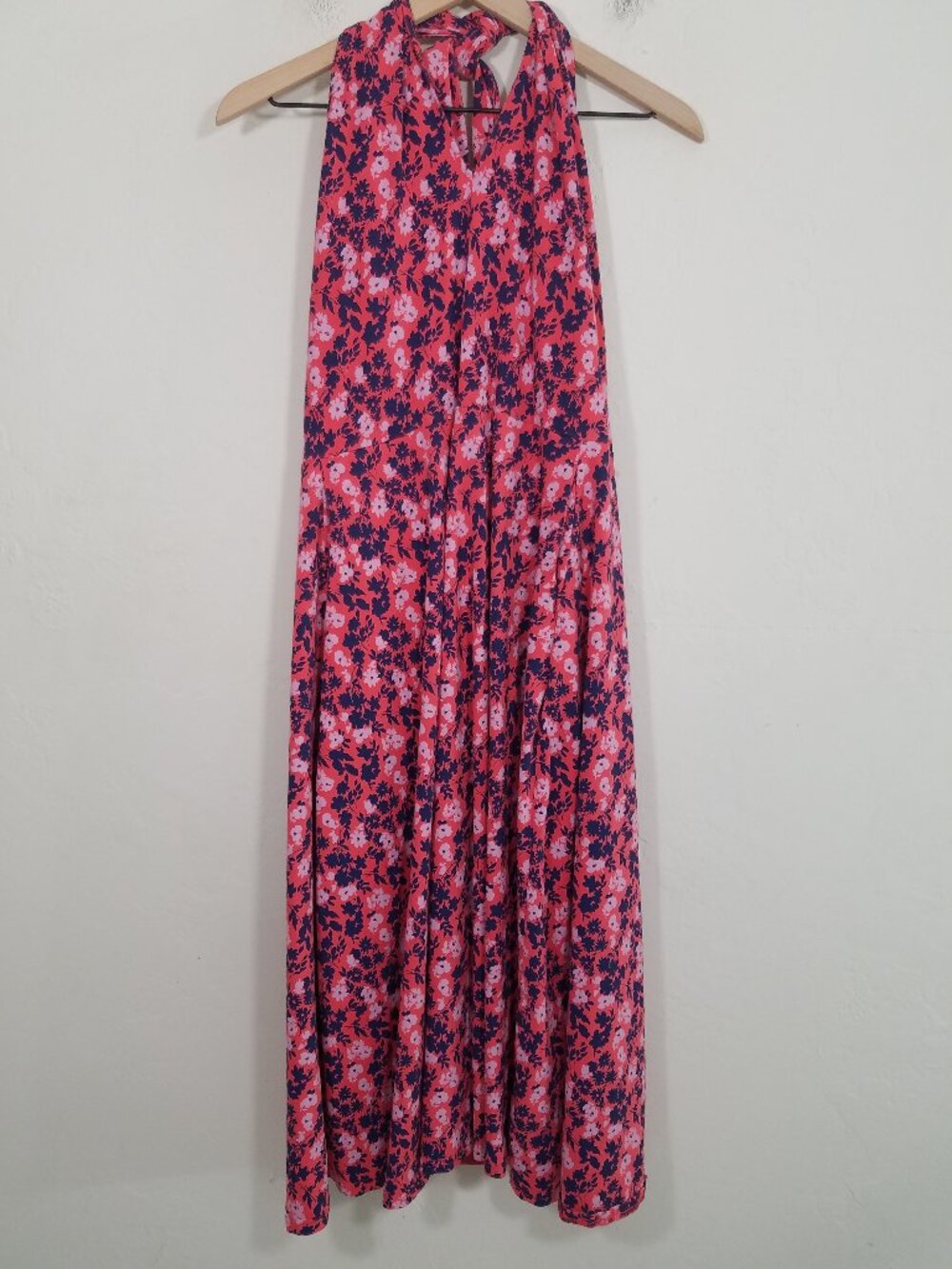 Pact Organic Cotton Floral Halter Midi Dress with Pockets Summer Sundress Size L